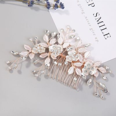 Fashion Silver and Clear Crystal Petals Bridal Hair Comb - Click Image to Close